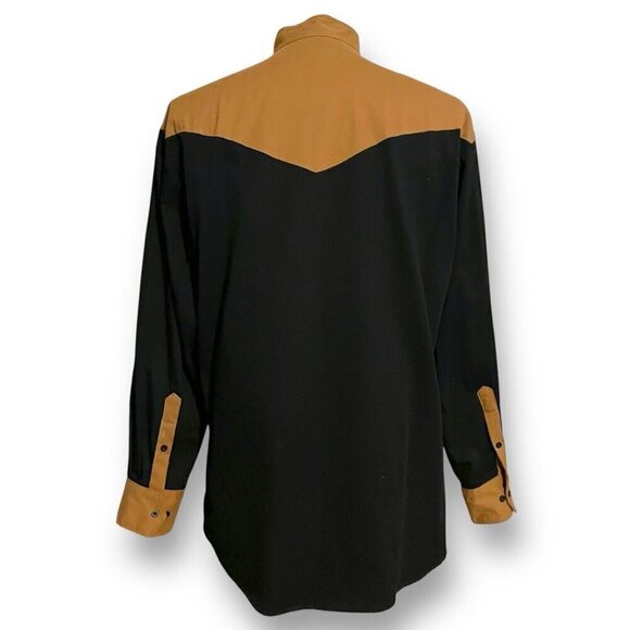 Vintage 80s D Best by Liz Studio Mens Western Shirt XL Tan Black New Wave Rodeo - Picture 6 of 7